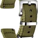 Nylon Watch Strap Replacement Canvas Watch Band Military Army Men Women - 18mm, 20mm, 22mm, 24mm Watch Bracelet with Stainless Steel Silver Buckle
