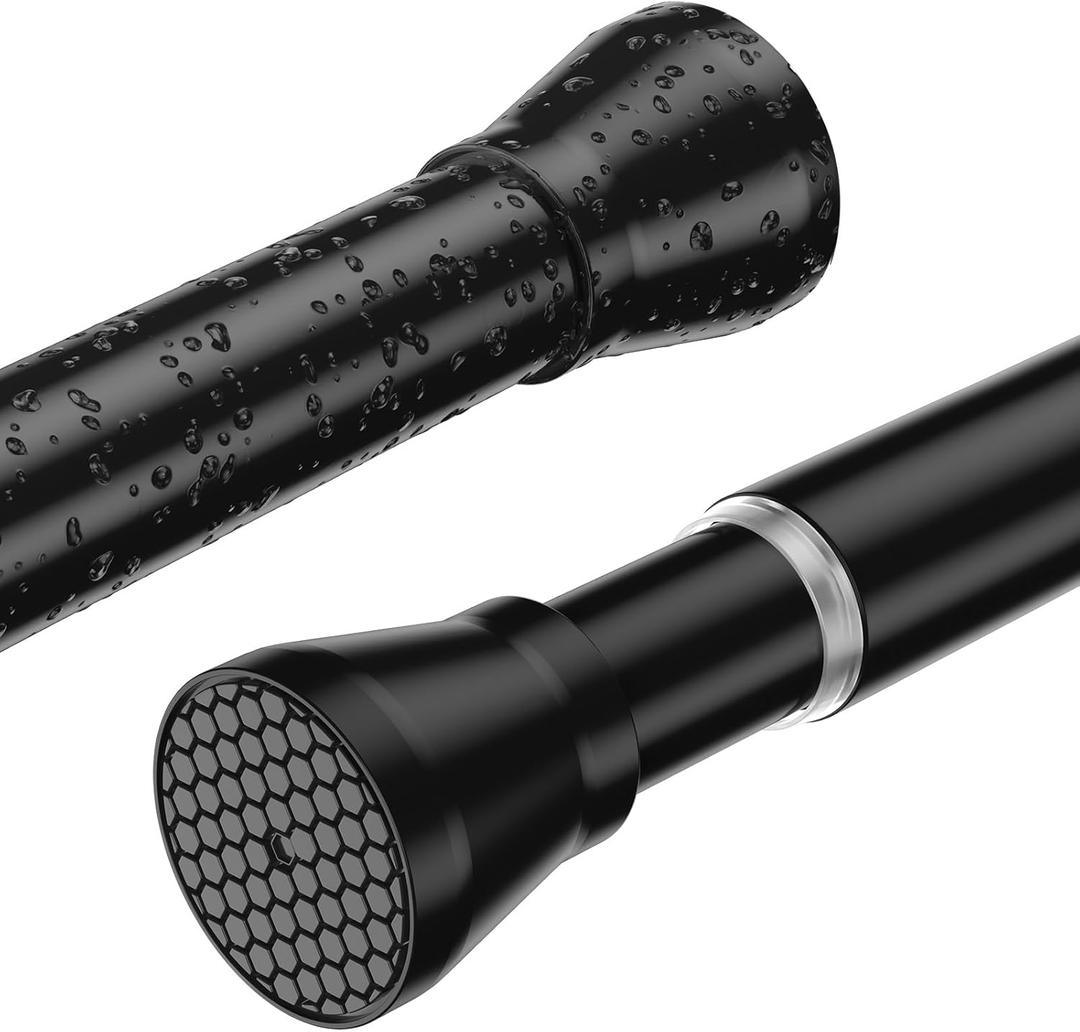 Shower Curtain Rod 2 Pack Adjustable Curtain Rods 30-64 Inch Black Shower Curtain Rods no Drilling Expandable Tension Spring Rod for Bathroom Closet Doorway Door