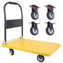 Foldable Heavy Duty Push cart, 660 lbs Dolly with Swivel Wheels for Home、Warehouse or Garage - Yellow