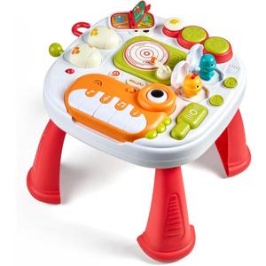 Baby Activity Table Learning & Fun, Baby DJ Table for Sitting Play, Keyboard Musical Toy and Detachable Red Legs Activity Table for Toddlers, Educational Interactive Toys for Kids