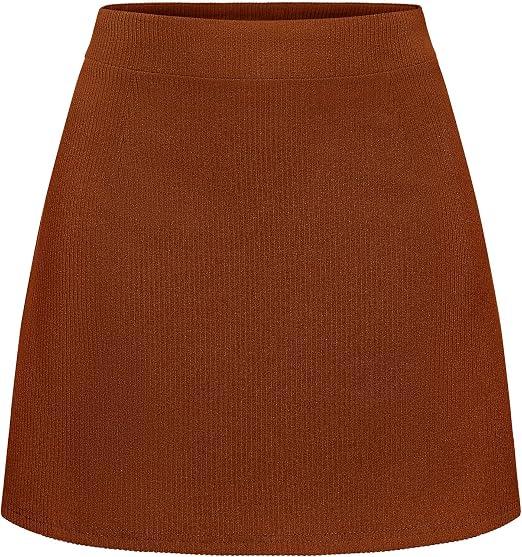 Timormode Mini Skirts for Women High Waisted Corduroy A Line Skirt 2026 Basic Casual Spring Pencil Skirts TMS8012 Darkbrown L