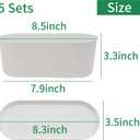 5-Pack White Herb Planter Box with Drip Trays, 8.5 Inch Small Oval Window Planters for Kitchen Sill, Indoor Outdoor, Perfect for Basil, Mint, Succulents, Flowers