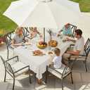 LUSHVIDA Rectangle Outdoor Tablecloth with Umbrella Hole and Zipper, 60x120 Inch Beige, Washable Waterproof Table Cloth Spill Proof Wrinkle Free Table Cover for Patio Spring Summer Picnic BBQS