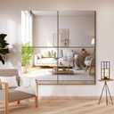 Delma Frameless Mirror Tiles 22"x22"x4 Pcs Wall Mounted, Shatter Resistant Full Length Tempered Glass Panels for Home Gym Bathroom Bedroom & Living Room Decor