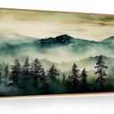HOURIA Large Boho Mountain Forest Framed Canvas Wall Art Set,Nature Foggy Woodland Wall Decor,Modern Pine Tree Artwork,Watercolor Botanical Art Print for Living Room,Bedroom,Farmhouse- 20"×40"×1