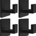 VAEHOLD 4 Pack Adhesive Towel Hooks, Heavy Duty Wall Hooks Aluminum Hooks Stick on Door, Kitchen, Bathroom for Hanging Coat, Hat, Towel, Robe, Clothes (Black)
