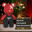 Red Teddy Blocks Bear Micro Building Blocks Set(4500Pieces) Christmas Graffiti Bear Building Blocks Creative Gift, Home Office Decor for Kids Adults 8+
