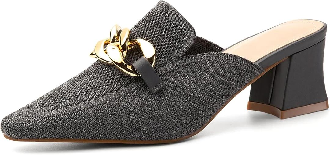 NEWBELLA Women's Pointed Toe Heeled Mules 6