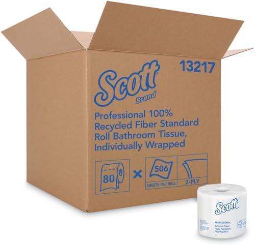 Scott Kimberly-Clark Professional 13217 100% Recycled Fiber Roll Bathroom Tissue- 550 Sheets/Roll- 80/Carton