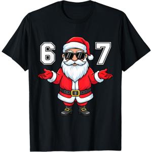 67 Christmas 6 7 Santa Six Seven Meme Pajamas Xmas Boys Teen T-Shirt Small