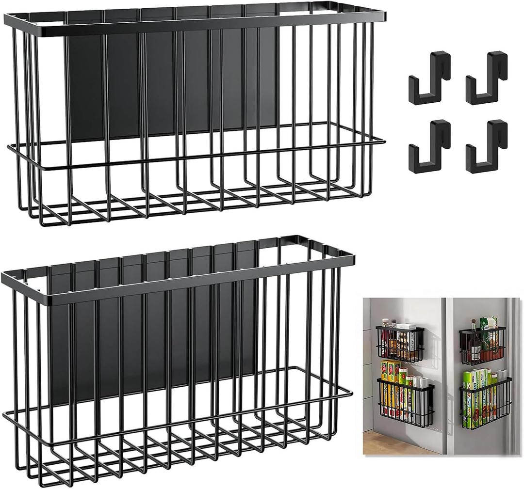 Laundry Room Organization & Storage Magnetic Basket Shelf Dryer Ball Lint Bin File Holder Container for Fridge & Washer Organization