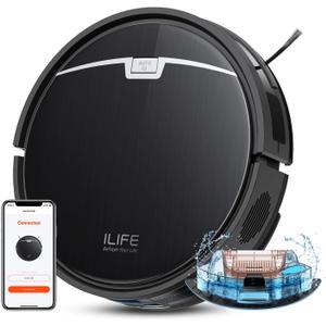ILIFE Robot Vacuum and Mop, 3000Pa Strong Suction Robot Vacuum Cleaner, Gyro Navigation, App Control, No Tangle, Compatible with 2.4GHz WiFi, Alexa, Ideal for Hard Floor, Pet Hair, V9