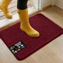 GORILLA GRIP SoakSTOPPER Dog Door Mat, Machine Washable Rug Absorbent Doormat Captures Moisture Mud Dirt, Quick Dry Soft Chenille Entryway Rugs Indoor Entrance Mats for Dog Paws, 24x17 Burgundy