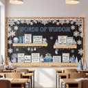 Qilery Winter Bulletin Board Decorations Set  Inspirational Quotes Posters, Seasonal Classroom Wall Decor, Holiday Bulletin Board Kit with Snowflake Lantern Cutouts for Teachers Office Library Home