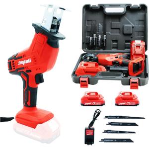 DOGTOOTH 21V Compact Cordless Saber Reciprocating Saw Set with 2 * 2.0Ah Batteries for Wood & Metal Cutting, Compatible with Makita 18V Battery, include 4* Tool-Free Bladese, Charger