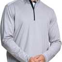 Quarter Zip Pullover Men Performance Dry Fit Stripe Mock Neck Midlayer Golf 1/4 Zip Pullover Mens Sweatshirt