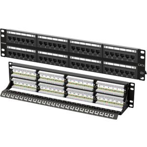 FGB 48-Port Cat6 Patch Panel, 2U 19" Rackmount or Wall Mount RJ45 Ethernet Patch Panel for Gigabit Networks