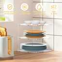 Acrylic Plate Organizer for Cabinet Kitchen Countertop Corner Clear Cabinet Organizer for Paper Plate and Bowl Dishes Pantry Storage Corner Rack Plate Holder for Cabinet Shelf Space Saver