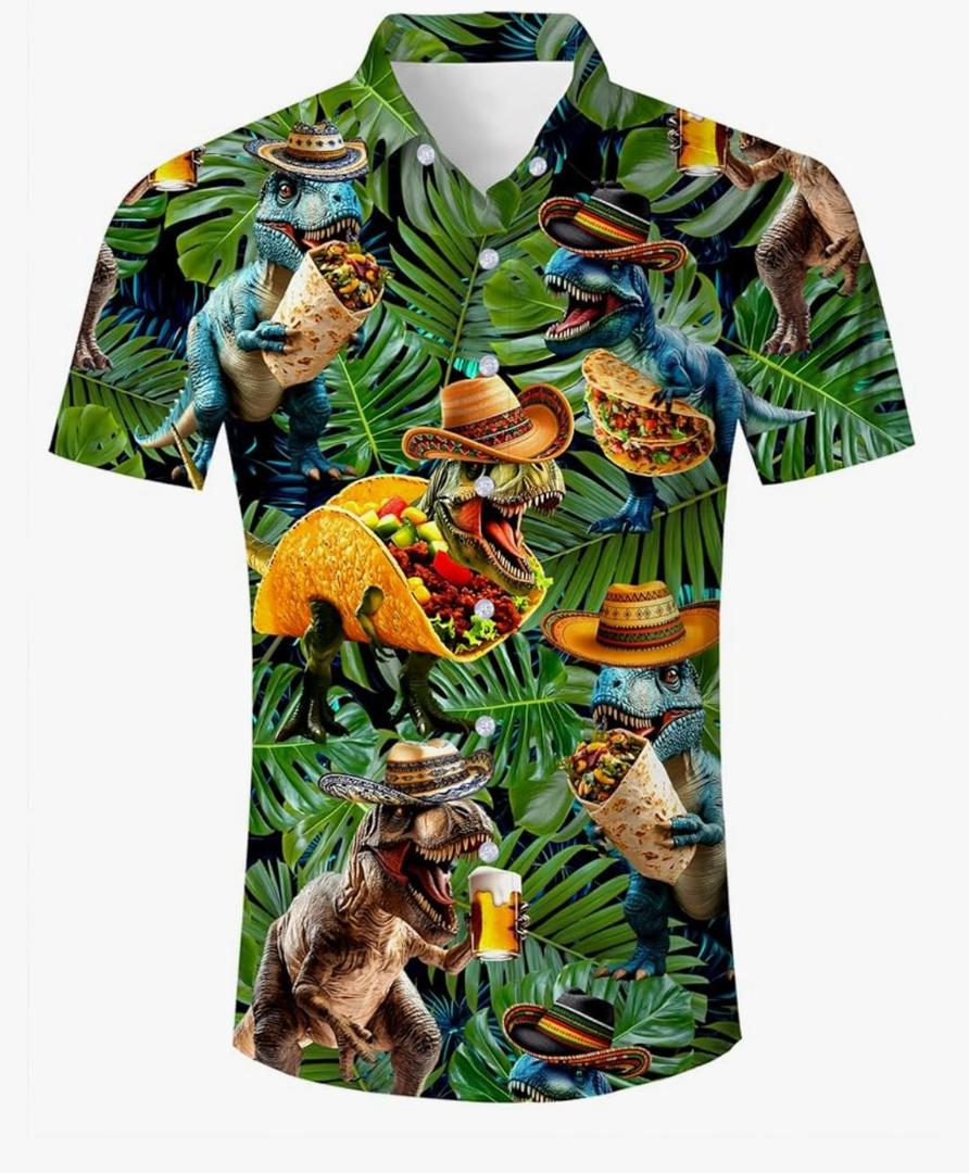 RAISEVERN Mens Hawaiian Shirt Casual Button Down Short Sleeve Tropical Beach Dress Shirt for Summer Holiday
Size L