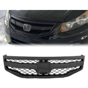 JDM Sport Style Front Bumper Mesh Grill For 2011-12 Honda Accord 4DR Sedan Gloss Black Grill