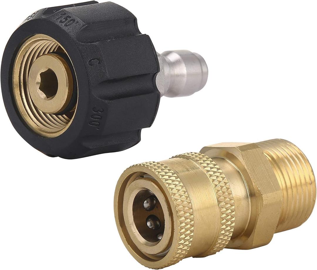 M MINGLE Pressure Washer Adapter Set, Quick Connect Gun to Wand, M22 14mm to 1/4 Inch