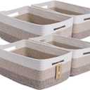 MiniArk Large Storage Baskets for Organizing, Closet Shelf Baskets for Clothes Blanket Towels, Baby Nursery, Toy Bins Box, Woven Rope Baskets, 17 x 13 x 7.5, 4 Packs Gradient Brown