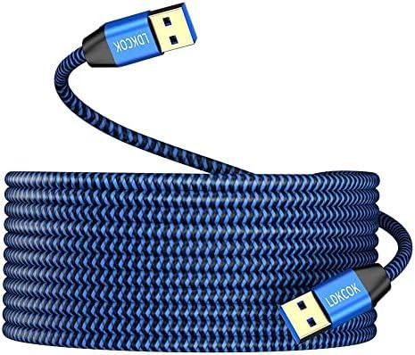 USB to USB Cable,Durable Braidedfor USB 3.0 Male to Male Type A to Type A Cable Data Transfer Compatible with Hard Drive, Laptop, DVD Player, TV, USB 3.0 Hub, Monitor, Camera, Set Up Box and More