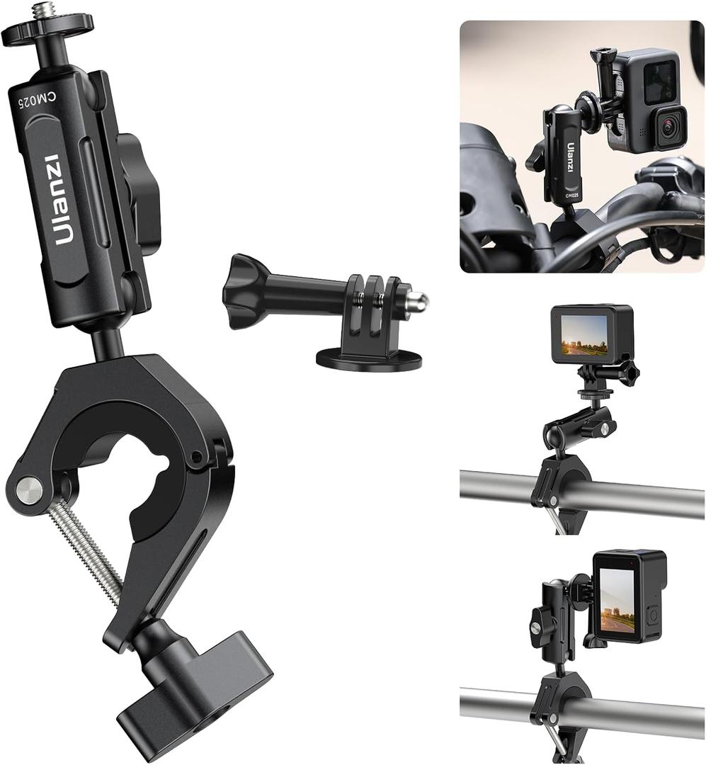 ULANZI Goquick Bicycle Bracket for Action Camera 360Motorcycle Camera Mount for Bike Holder Handlebar Mount w Adpter for Hero Action Cameras 8~35mm