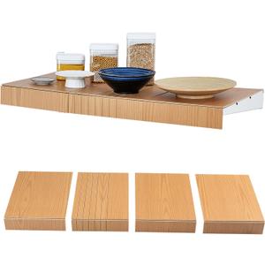 Wire Rack Shelf Cover - 3 Pack Adjustable Wood Wire Rack Covers for Pantry, Closets,Bathroom, Kitchen (Wood - 3 Pack, 47.2 x 12 inch)