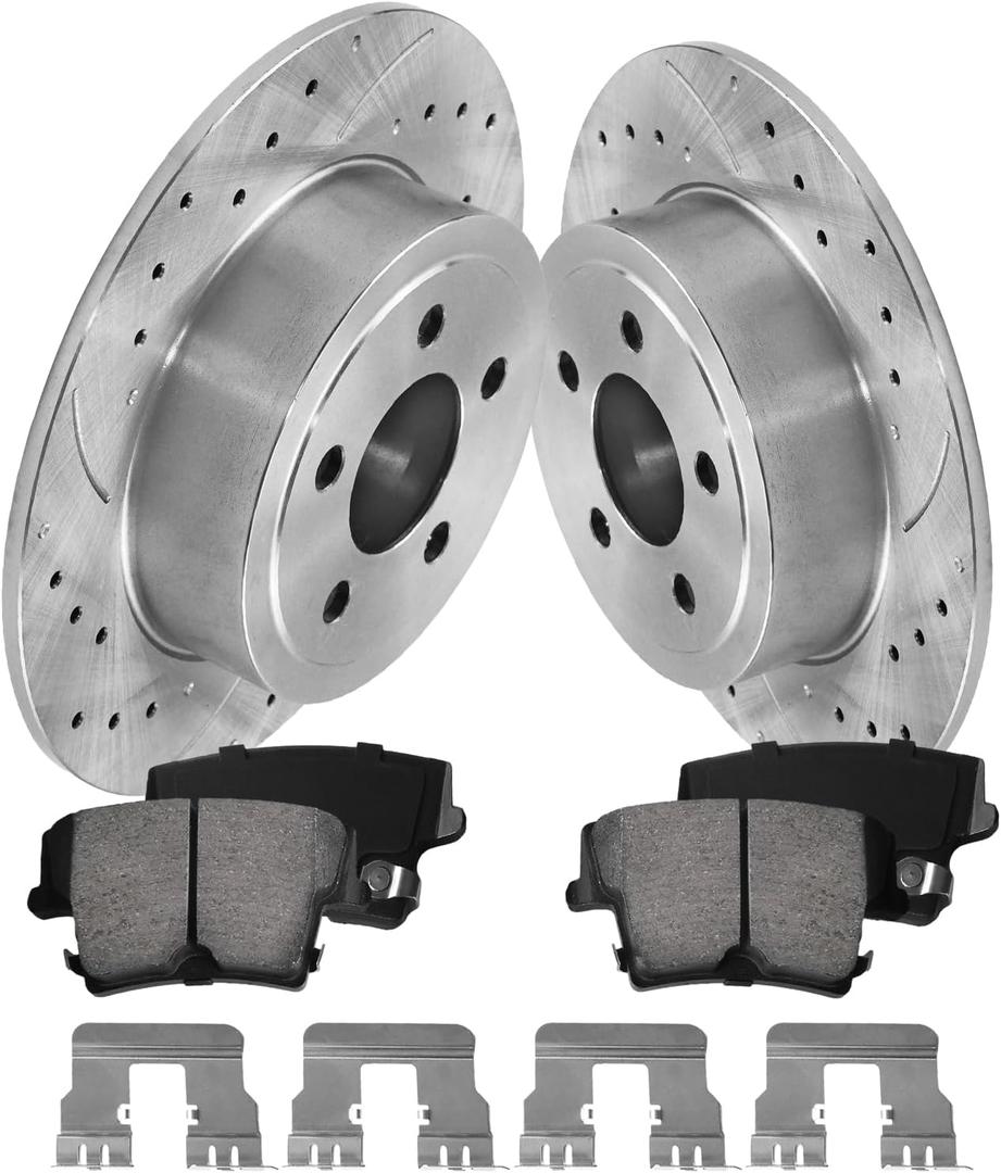 Anpulsero Brake Pads And Rotors Kit Rear Compatible with 2006-2020 Dodge Charger, 2009-2018/2020 Challenger, Automotive Replacement Brake Kits 53021 D1057-7964 Drilled And Slotted Rotors 320mm(12.6in)