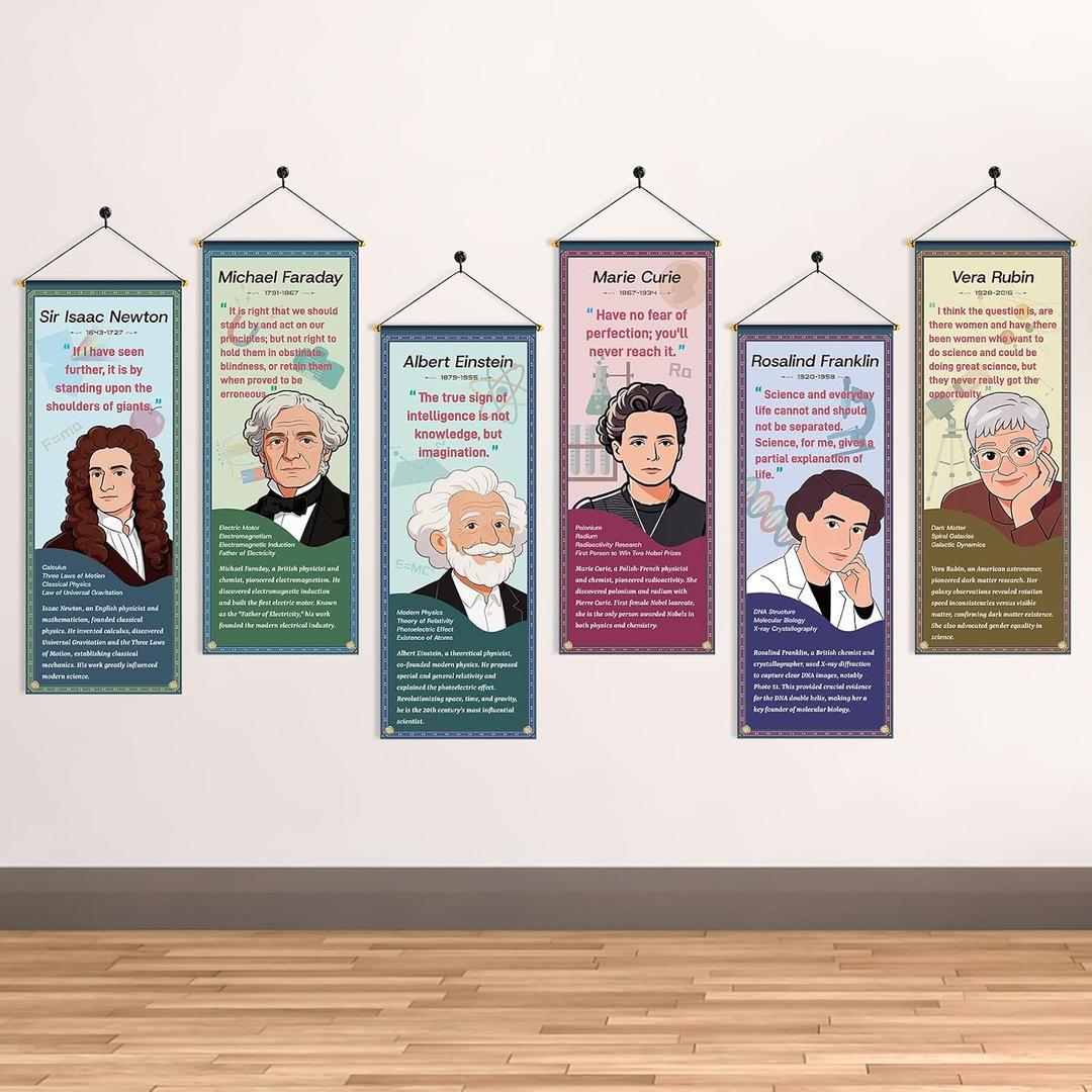 6Pcs Science Posters for Classroom, 16x41in Educational Science Classroom Hanging Banner Decorations - for High school, Middle School, Elementary Hallways, Bulletin Boards, Home Study Room