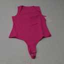 REORIA Butsmooth Womens Sexy Sleeveless Square Neck Double Lined Basic Bodysuit Tank Tops (Medium, Neon Rose Red)