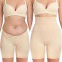 sellto Shapewear Tummy Control High Waisted Body Shaper Shorts Women Smooth Girdles Under Dresses Shorts Thigh Slimmer (Beige, L)