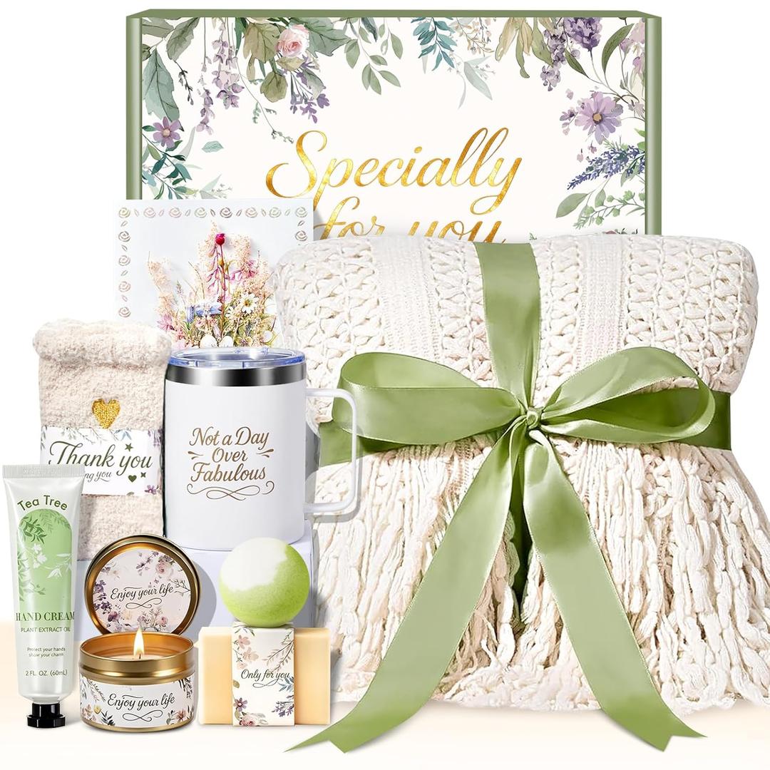 Mothers Day Gifts for Mom Wife, Birthday Gifts for Women Spa Care Package, Get Well Soon Sympathy Spa Gift Baskets Thinking of You Easter Gift for Aduts Her Sister Girlfriend (Ivory)