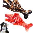 Tough Dog Toys for Aggressive Chewers 2 Pack, Indestructible Dog Toys to Keep Them Busy, Beef Flavor Nylon Dog Chew Toys for Large Dogs (Red&Brown)