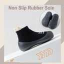 Hstyle Baby Sock Shoes Toddler Walking Shoes Infant Non-Slip Slippers Soft Rubber Sole Sneakers for Baby Boys Girls (Black)