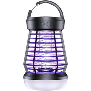 Portable Bug Zapper Indoor Outdoor, 2025 Upgraded Mosquito Zapper 3-in-1 Rechargeable Mosquito Killer & Camping Lamp,Suitable for Patio, Home, Backyard, Yard, Garden, Campsite (Black)