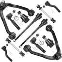 Front Upper Control Arms Suspension Kit w/Ball Joints way Bar Links Tie Rods Idler Pitman Arm for Silverado Sierra Suburban 1500 Tahoe Yukon Escalade (12pc Set)