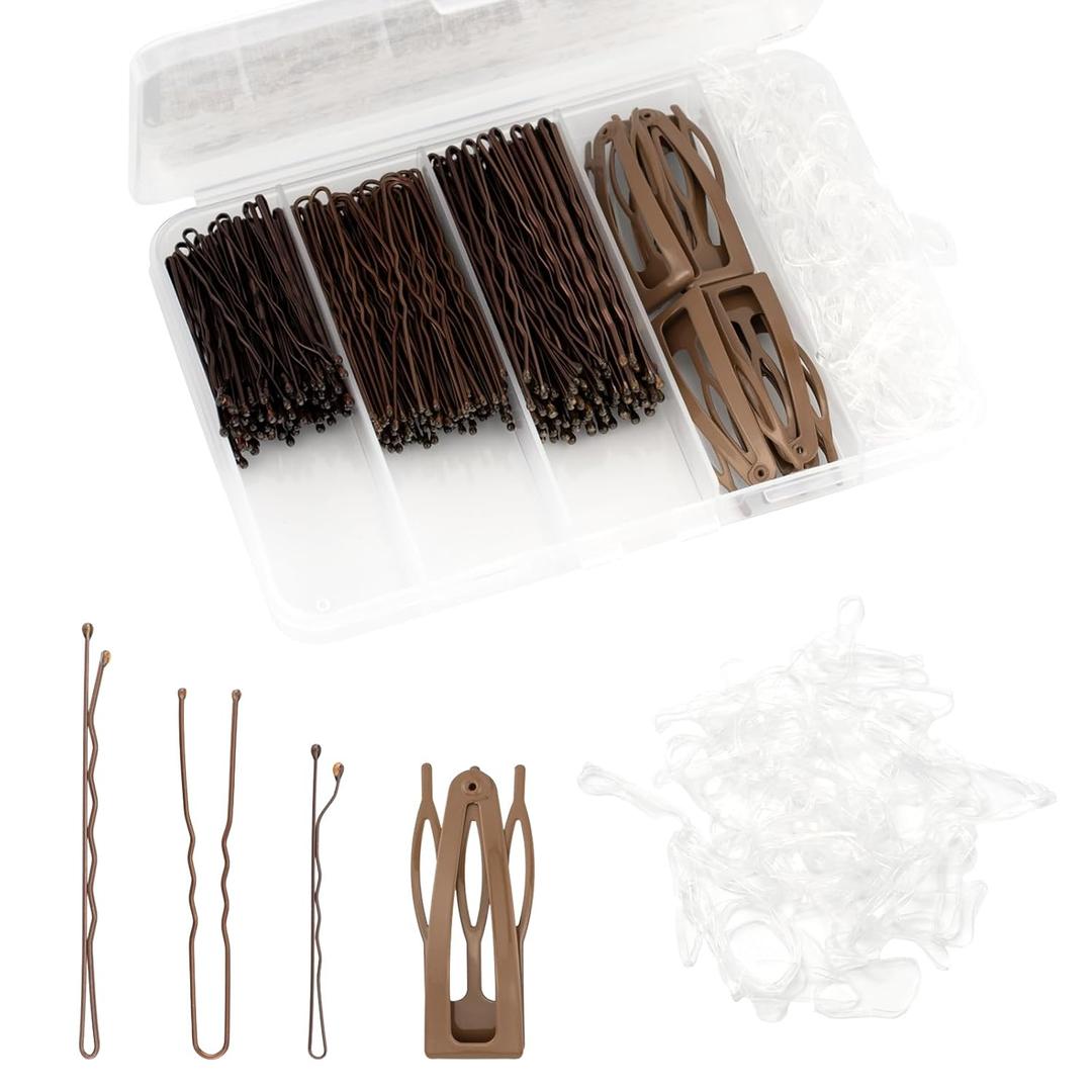 COZYISLE 256-Piece Hair Pin & Tie Organizer Kit - Jumbo Bobby Pins, U-Clips, BB Clips & Clear Elastic Bands with Storage Case