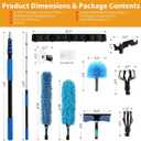 Duster with Extension Pole (20 FT Reach), Light Bulb Changer for High Ceilings & 3-12FT Extension Pole Duster Cleaning Kit, Fan Duster/Cobweb Duster/Window Washing Kit for High Windows, Interior Roof