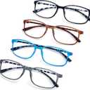 AQWANO Blue Light Blocking Reading Glasses Women Men, Lightweight Flexible TR90 Computer Readers Unbreakable Cheaters Glasses