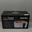 Mueller UltraToast Full Stainless Steel Toaster 4 Slice, Long Extra-Wide Slots for Bagels and Waffles, 6 Browning Levels, LED Display, Cancel/Defrost/Reheat Functions & Removable Tray, Kitchen Gadgets