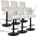 PU Leather Bar Stool Covers with Backs, 6 Pack Stretch Waterproof Bar Stool Chair Covers Washable & Comfortable Barstool Covers Slipcovers with Back for Pub/Counter/Dining Room Decoration (Cream)