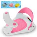 Baby Bath Seat, Infant Bath Seat for Babies 6 Months & Up, Baby Bathtub Seat with 3 Baby Bath Toys/4 Strong Suction Cup Non-Slip, Compact and Foldable Toddler Bath Seat