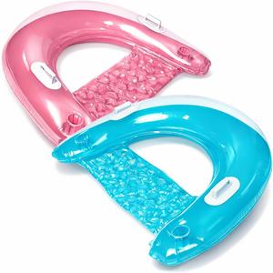 Inflatable Pool Chair Float (2 Pack) Pool Floats Adult Size with Drink & Phone Holder - Heavy Duty Lounger Floating Recliner Blow Up Floaties Hammock Noodle Water Floaty Lake Beach Tanning Float