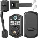 AkaGear DS10 Keyless Entry Door Lock with Handle Set - Fingerprint Deadbolt, Electronic Keypad Deadbolt, Smart Locks for Front Door, Auto-Lock & One Touch Locking - Oil Rubbed Bronze