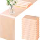Horbaunal 12 Pack Peach Satin Table Runner 12 x 108 Inch, Smooth Table Runners for Wedding Banquets Birthday Party