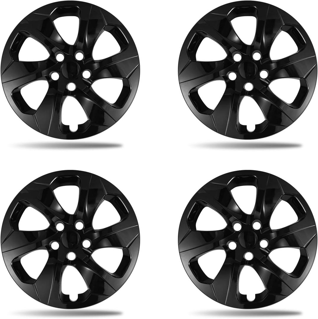 17 inch Gloss Black Wheel Covers for 2019-2025 Toyota RAV4 LE, Fits Factory Steel Wheels 42611-42520 42611-0R230, Direct OEM Replacement 42602-0R040, Snap-on Hubcaps 4 Pack
