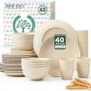 Homienly 40 PCS Dinnerware Set Service for 8, Kitchen Wheat Straw Dinnerware Set Unbreakable - Plates Set, Bowls Set,Cups Set, Microwave and Dishwasher Safe Dish Set for Dinner, Outdoor(Beige)