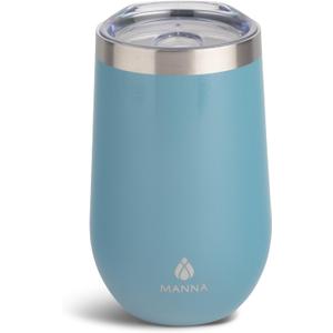 Manna Airn Double Wall Insulated Stainless Steel Stemless Wine Cup Tumbler with Splash-Proof Lid - 16 Oz - Frost Shimmer